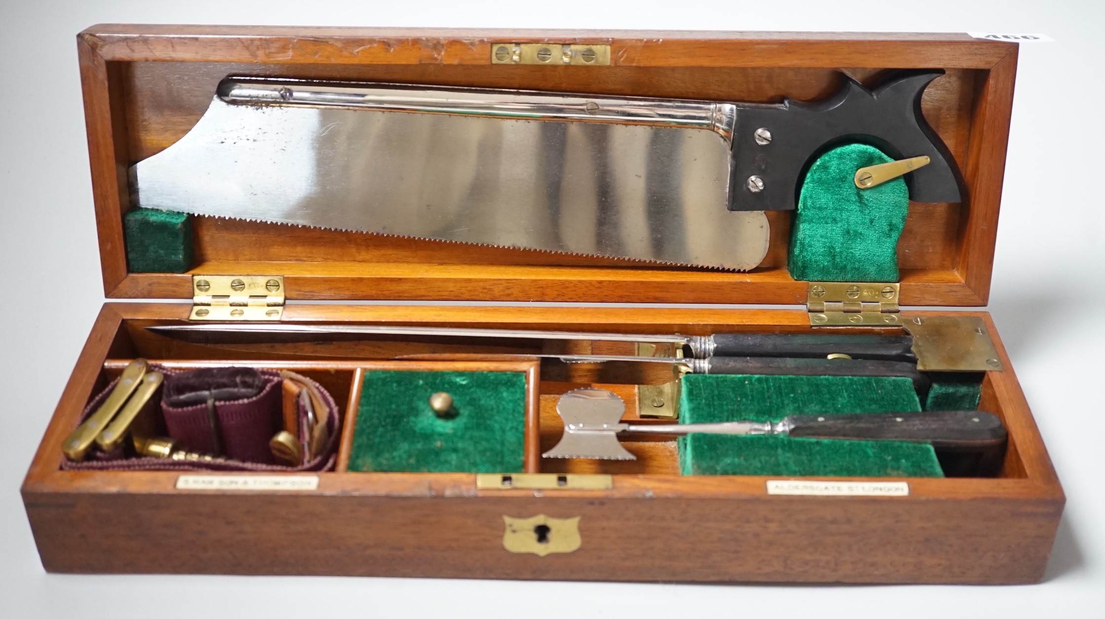 An S. Maw, Son & Thompson of Aldersgate mahogany-cased field surgeon’s amputation kit